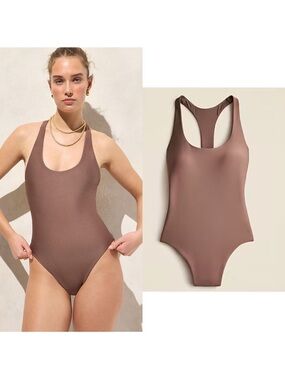 J. Crew Scoop Back One-Piece Swimsuit in Chocolate Brown